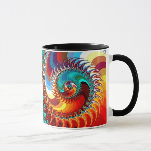 Dragon Spiral farbiges Fraktal Tasse (Rechts)