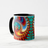 Dragon Spiral farbiges Fraktal Tasse (Vorderseite Links)