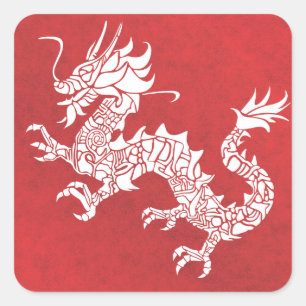 Dragon Spirit Animal Totem Emblem Quadratischer Aufkleber