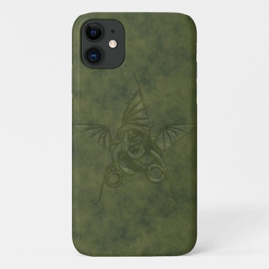 Dragon Star - Embosses Green Leather Image Case-Mate iPhone Hülle (Rückseite)