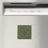Dragon Star - Embosses Green Leather Image Magnet (In Situ (Geschirrspüler))