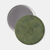 Dragon Star - Green Embossed Leather Image Magnet (Vorderseite/Rückseite)