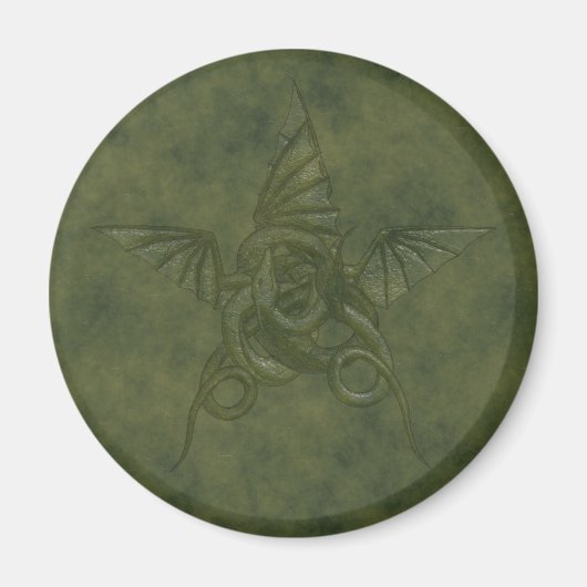 Dragon Star - Green Embossed Leather Image Magnet (Vorne)
