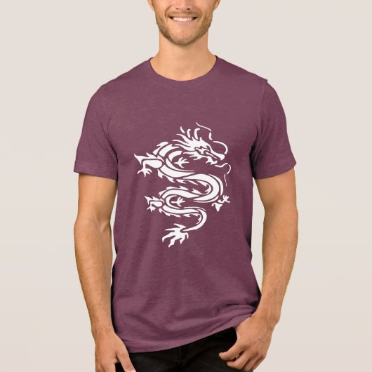 Dragon Stencil Style Cut Out Illustration Tri-Blend Shirt (Vorderseite)