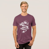 Dragon Stencil Style Cut Out Illustration Tri-Blend Shirt (Vorderseite voll)