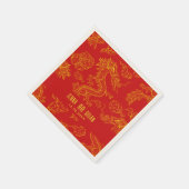 Dragon Style Double Happy Gold und Rot Serviette (Ecke)