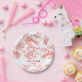 Dragon Style Double Happy Symbol White Style Pappteller (Party)