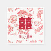 Dragon Style Double Happy Symbol White Style Serviette (Vorderseite)