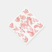 Dragon Style Double Happy Symbol White Style Serviette (Ecke)