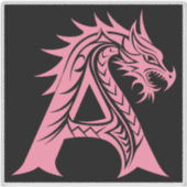 Dragon Styled Letter A, Dragon Alphabet, Monogram Aufkleber (Vorderseite)