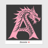 Dragon Styled Letter A, Dragon Alphabet, Monogram Aufkleber (Blatt)