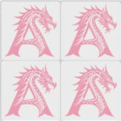Dragon Styled Letter A, Dragon Alphabet, Monogram Aufkleber (Vorderseite)
