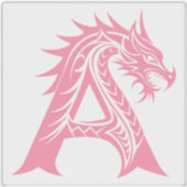 Dragon Styled Letter A, Dragon Alphabet, Monogram Aufkleber (Vorderseite)