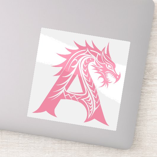Dragon Styled Letter A, Dragon Alphabet, Monogram Aufkleber (Detail)