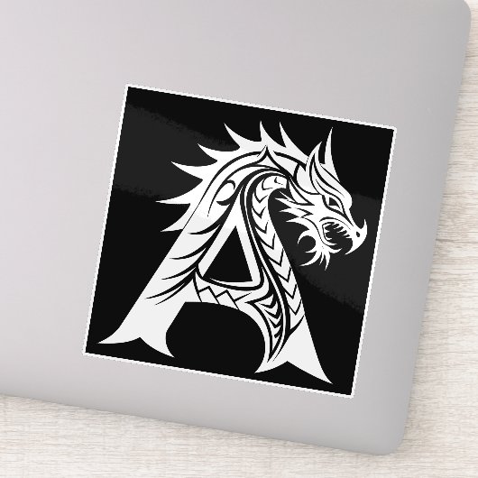 Dragon Styled Letter A, Dragon Alphabet, Monogram Aufkleber (Detail)