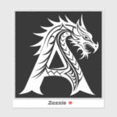 Dragon Styled Letter A, Dragon Alphabet, Monogram Aufkleber (Blatt)