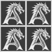 Dragon Styled Letter A, Dragon Alphabet, Monogram Aufkleber (Vorderseite)