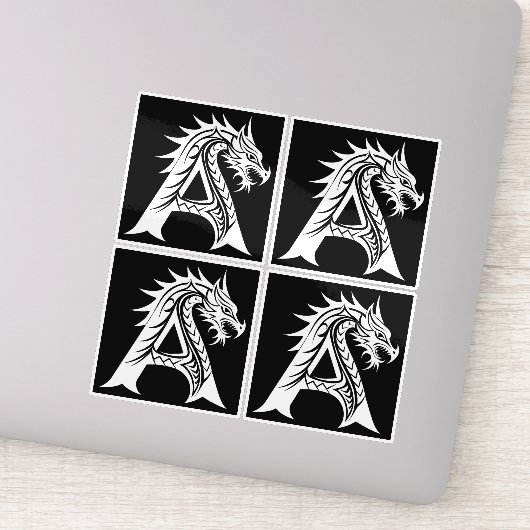 Dragon Styled Letter A, Dragon Alphabet, Monogram Aufkleber (Detail)