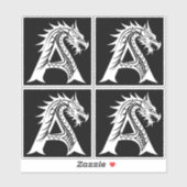 Dragon Styled Letter A, Dragon Alphabet, Monogram Aufkleber (Blatt)