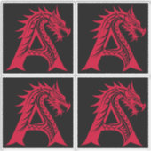 Dragon Styled Letter A, Dragon Alphabet, Monogram Aufkleber (Vorderseite)