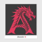 Dragon Styled Letter A, Dragon Alphabet, Monogram Aufkleber (Blatt)