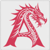 Dragon Styled Letter A, Dragon Alphabet, Monogram Aufkleber (Vorderseite)