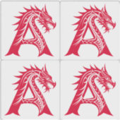Dragon Styled Letter A, Dragon Alphabet, Monogram Aufkleber (Vorderseite)