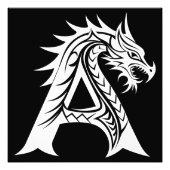 Dragon Styled Letter A, Dragon Alphabet, Monogram Fotodruck (Vorne)