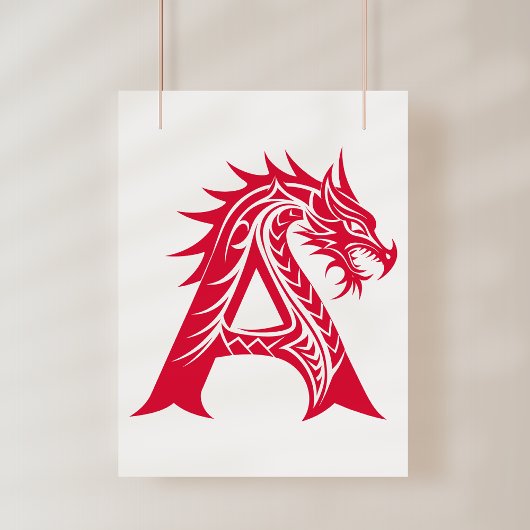 Dragon Styled Letter A, Dragon Alphabet, Monogram Fotodruck