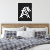 Dragon Styled Letter A, Dragon Alphabet, Monogram Leinwanddruck (Insitu (Schlafzimmer))