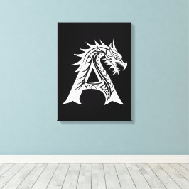Dragon Styled Letter A, Dragon Alphabet, Monogram Leinwanddruck