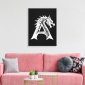 Dragon Styled Letter A, Dragon Alphabet, Monogram Leinwanddruck (Insitu (Wohnzimmer))