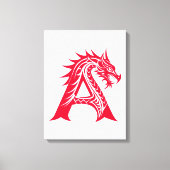 Dragon Styled Letter A, Dragon Alphabet, Monogram Leinwanddruck (Vorderseite)