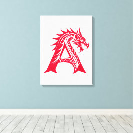 Dragon Styled Letter A, Dragon Alphabet, Monogram Leinwanddruck