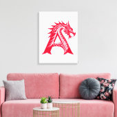 Dragon Styled Letter A, Dragon Alphabet, Monogram Leinwanddruck (Insitu (Wohnzimmer))