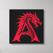 Dragon Styled Letter A, Dragon Alphabet, Monogram Leinwanddruck (Vorderseite)