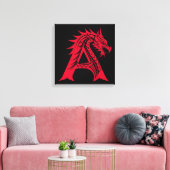 Dragon Styled Letter A, Dragon Alphabet, Monogram Leinwanddruck (Insitu (Wohnzimmer))