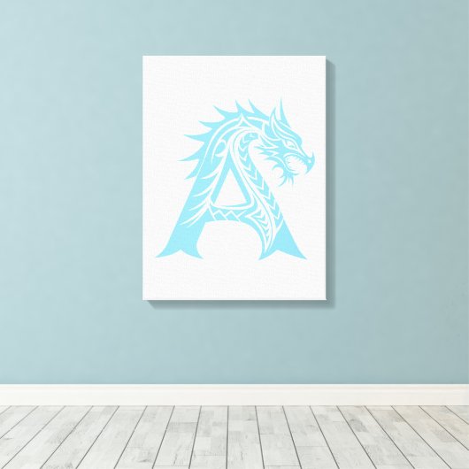 Dragon Styled Letter A, Dragon Alphabet, Monogram Leinwanddruck (Insitu (Holzboden))