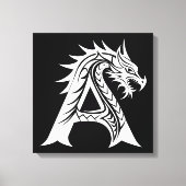 Dragon Styled Letter A, Dragon Alphabet, Monogram Leinwanddruck (Vorderseite)