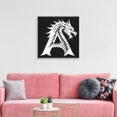 Dragon Styled Letter A, Dragon Alphabet, Monogram Leinwanddruck (Insitu (Wohnzimmer))