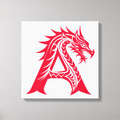 Dragon Styled Letter A, Dragon Alphabet, Monogram Leinwanddruck (Vorderseite)