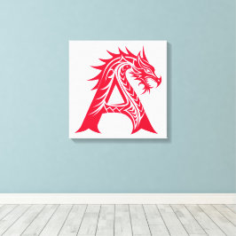 Dragon Styled Letter A, Dragon Alphabet, Monogram Leinwanddruck