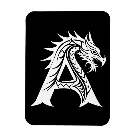 Dragon Styled Letter A, Dragon Alphabet, Monogram Magnet (Vertikal)