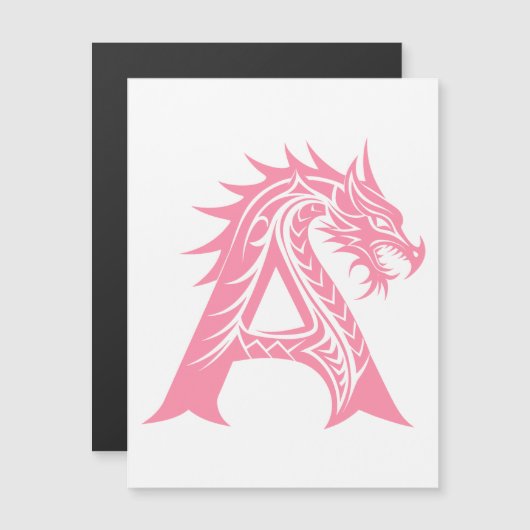 Dragon Styled Letter A, Dragon Alphabet, Monogram Magneteinladung (Vorne/Hinten)