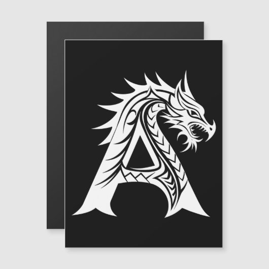 Dragon Styled Letter A, Dragon Alphabet, Monogram Magneteinladung (Vorne/Hinten)