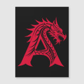 Dragon Styled Letter A, Dragon Alphabet, Monogram Magneteinladung (Vorderseite)