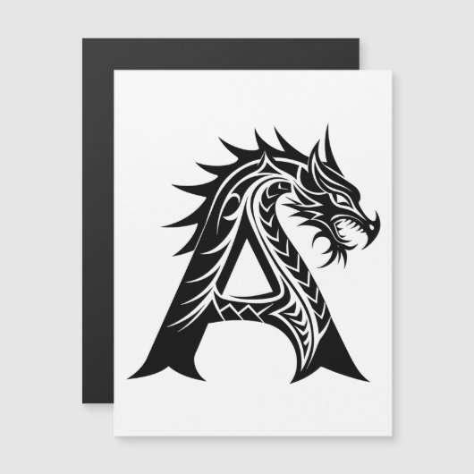 Dragon Styled Letter A, Dragon Alphabet, Monogram Magneteinladung (Vorne/Hinten)