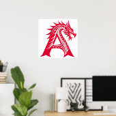 Dragon Styled Letter A, Dragon Alphabet, Monogram Poster (Heimbüro)