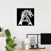 Dragon Styled Letter A, Dragon Alphabet, Monogram Poster (Heimbüro)