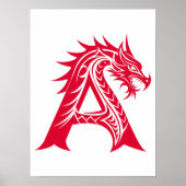 Dragon Styled Letter A, Dragon Alphabet, Monogram Poster (Vorne)